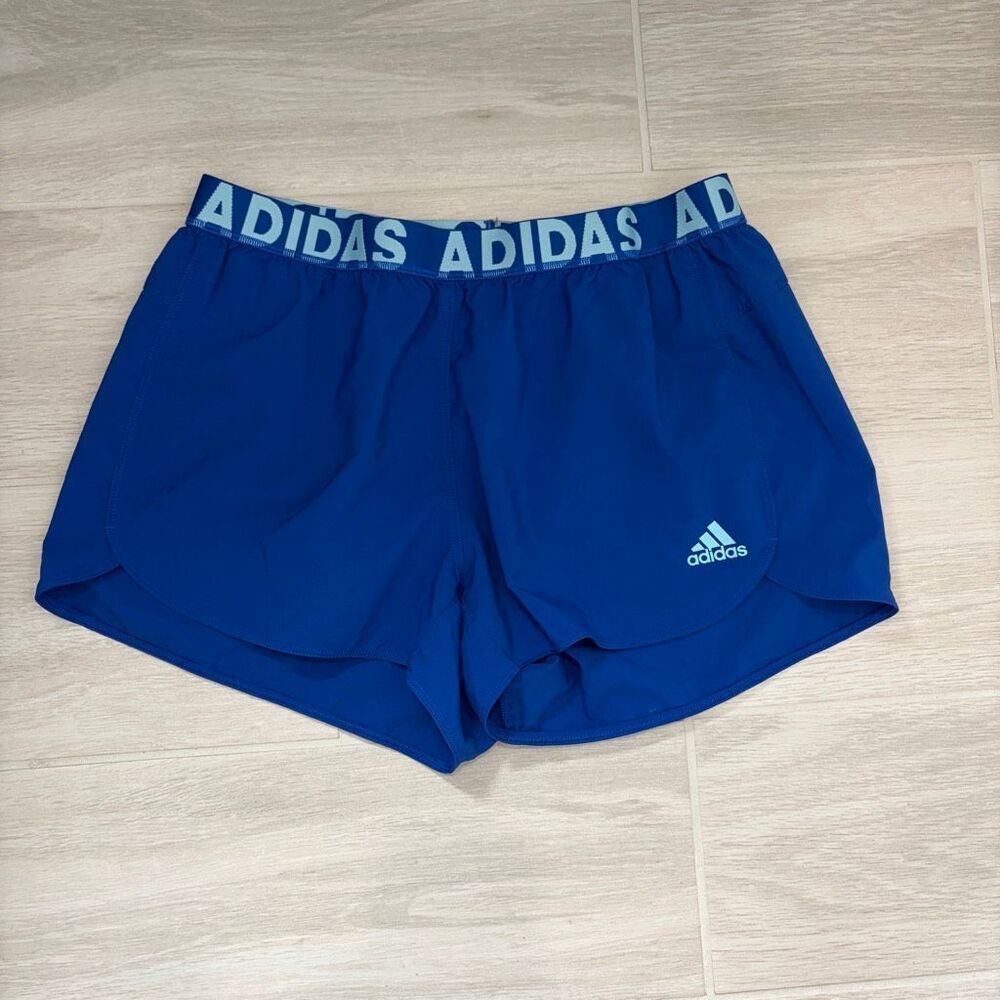 Adidas Blue Athletic Training Shorts with Logo Waistband size s